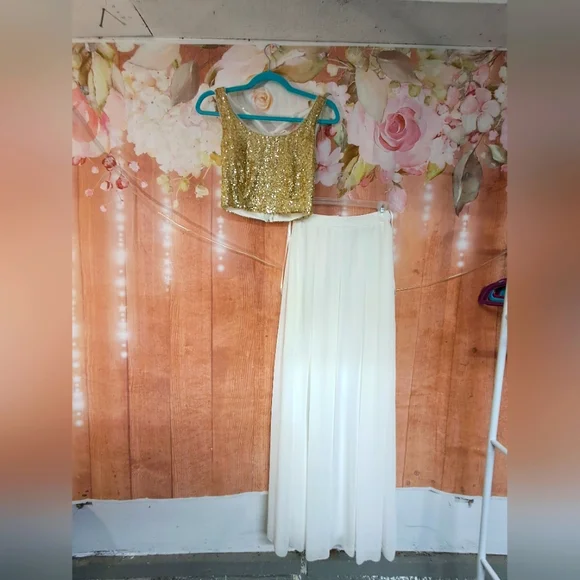 B Darlin | Dresses | B Darlin Gold Sequin Top And Cream Skirt Prom Dress |  Poshmark
